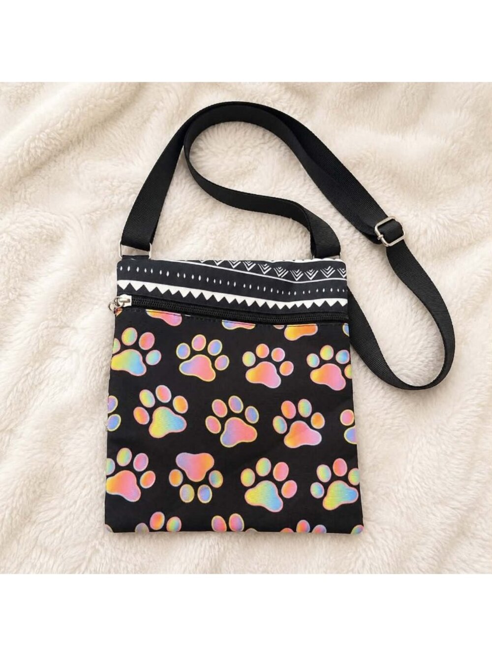 Colorful Paw Print Crossbody Phone Bag